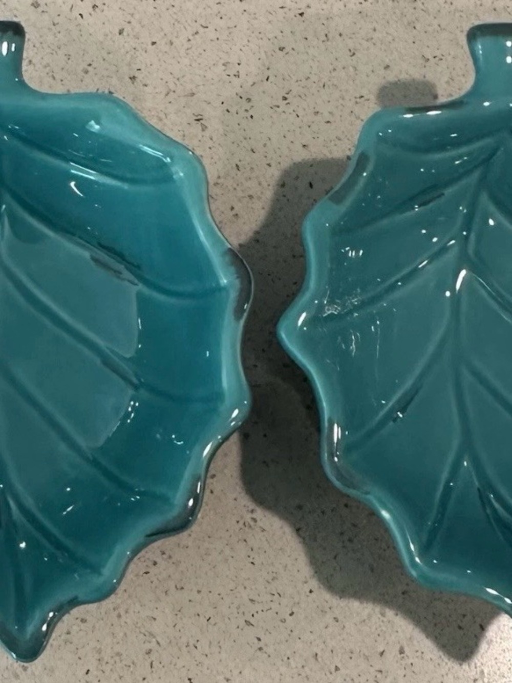Turquoise Ceramic Leaf Dishes - Set of 2